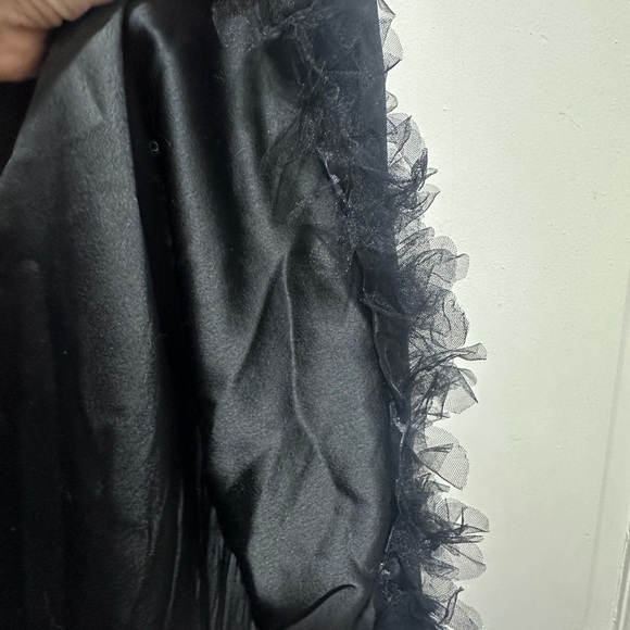 For Love And Lemons Women’s Tulle Fluff Wide Leg Black Satin Elastic Pants Sz L - Picture 2 of 5